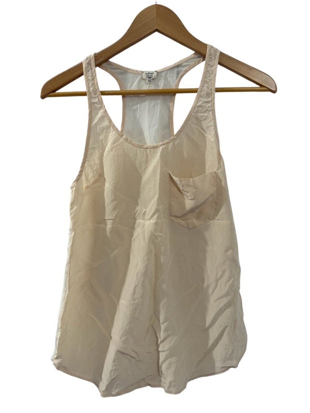 4/$20🧡 Aritzia Wilfred Cream Silk Racerback Pocket Tank XXS